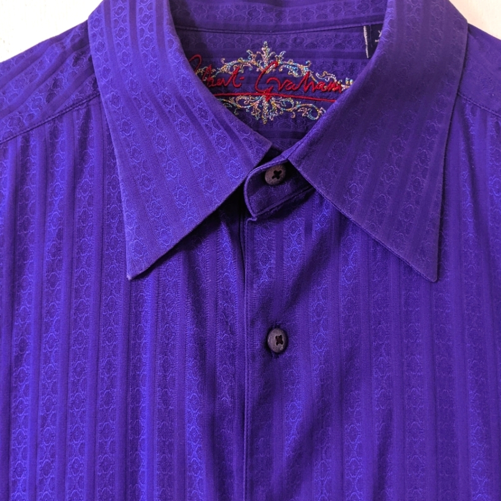 Robert Graham purple embroidered ls shirt XL